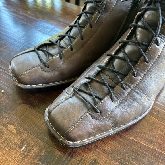 Rieker Square Toe Lace Up Brown Boots - Picture 2 of 11
